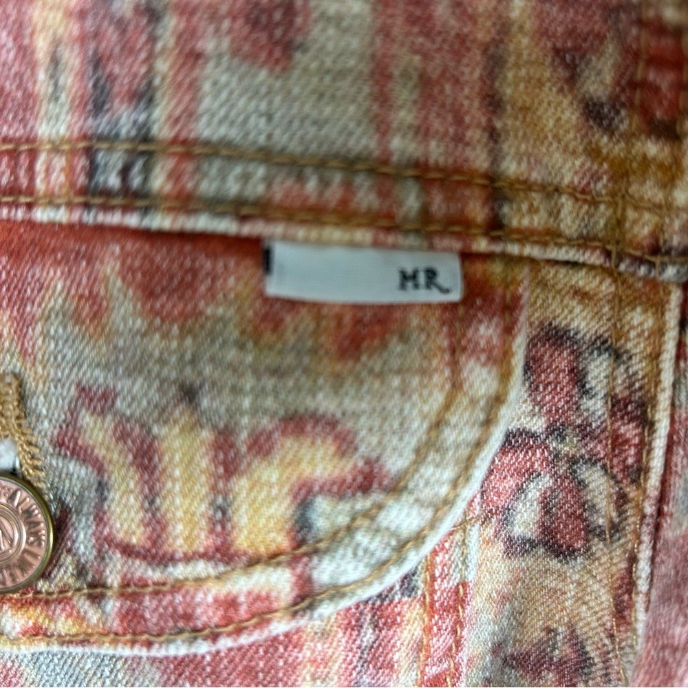 Mother Denim Jacket Shrunken Mountain Drifter Rust Cream Boho L - Picture 4 of 11